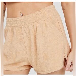 Offline by Aerie Women's Tan Terry Cloth Smiley Face Lounge Shorts